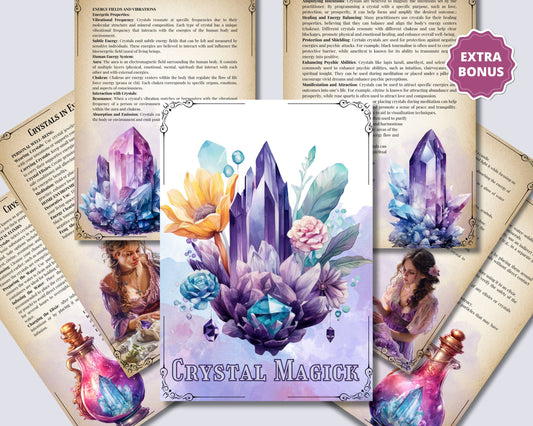 Crystal Magick. Basic Guide. Beautiful pages for your Grimoire or Book Of Shadows. Printable. BONUS