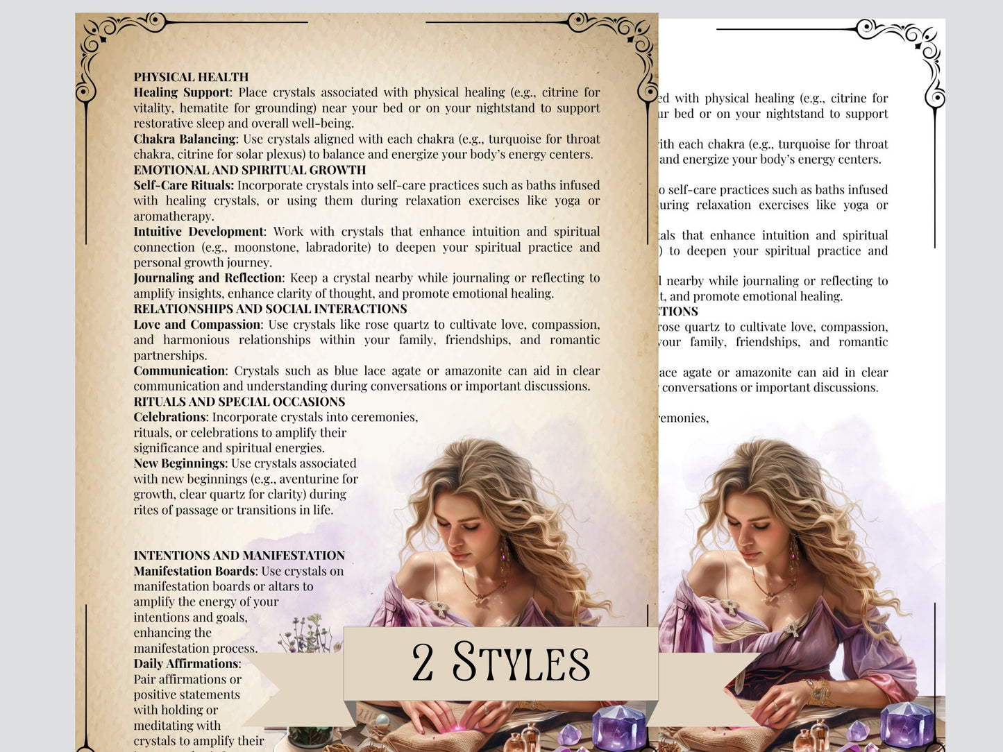 Crystal Magick. Basic Guide. Beautiful pages for your Grimoire or Book Of Shadows. Printable. BONUS