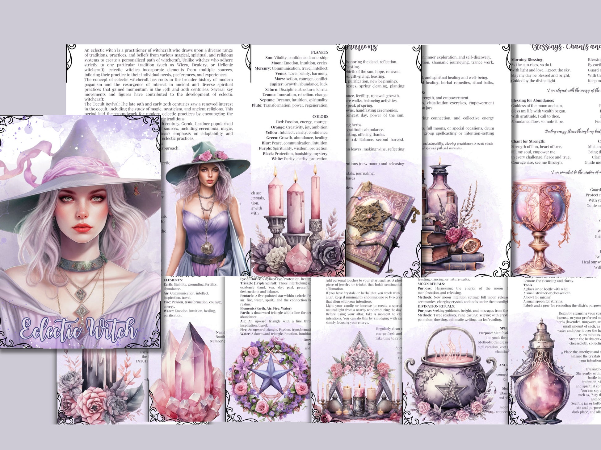 Eclectic Witch. Beautiful pages for your Grimoire or Book Of Shadows. Printable.