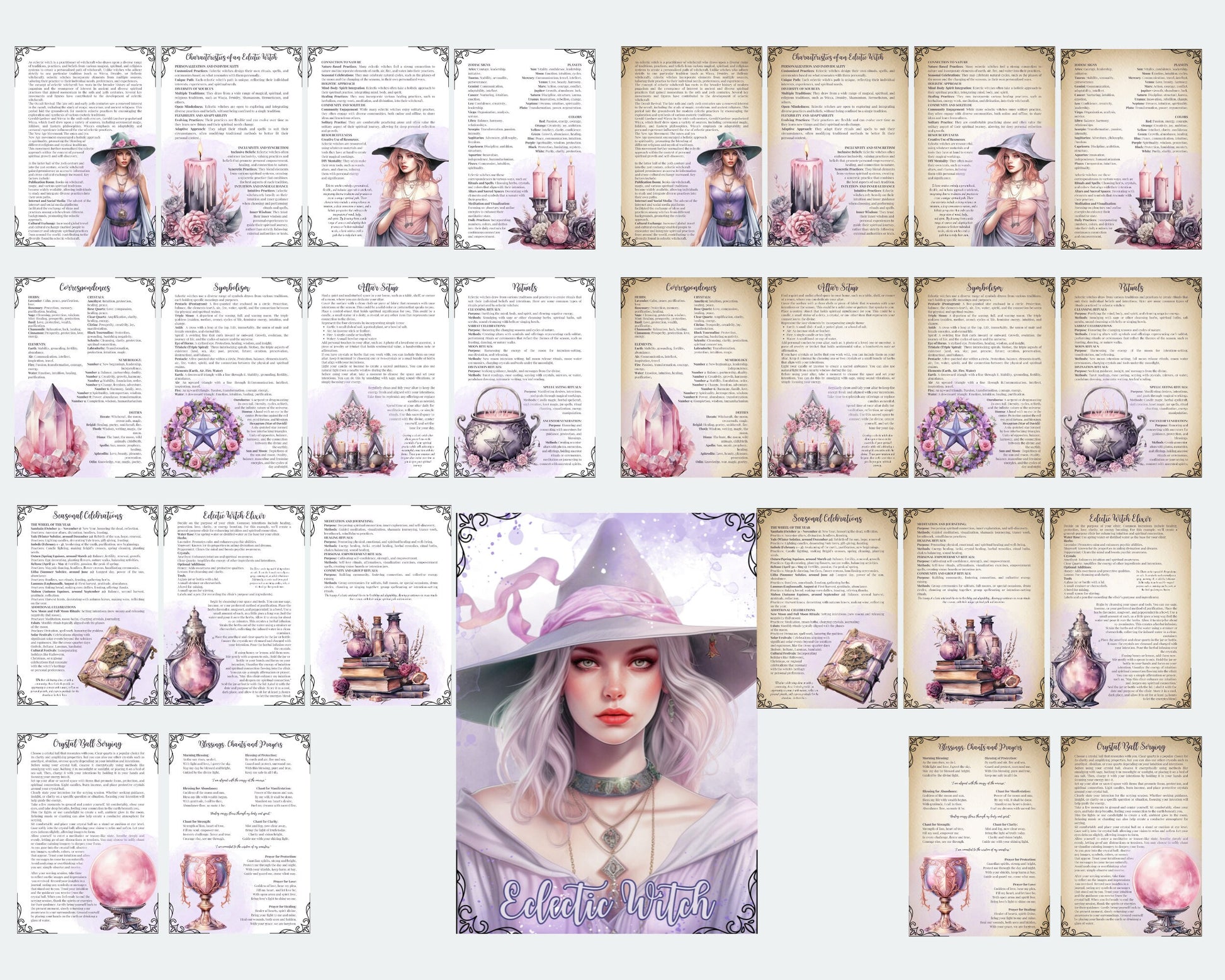 Eclectic Witch. Beautiful pages for your Grimoire or Book Of Shadows. Printable.