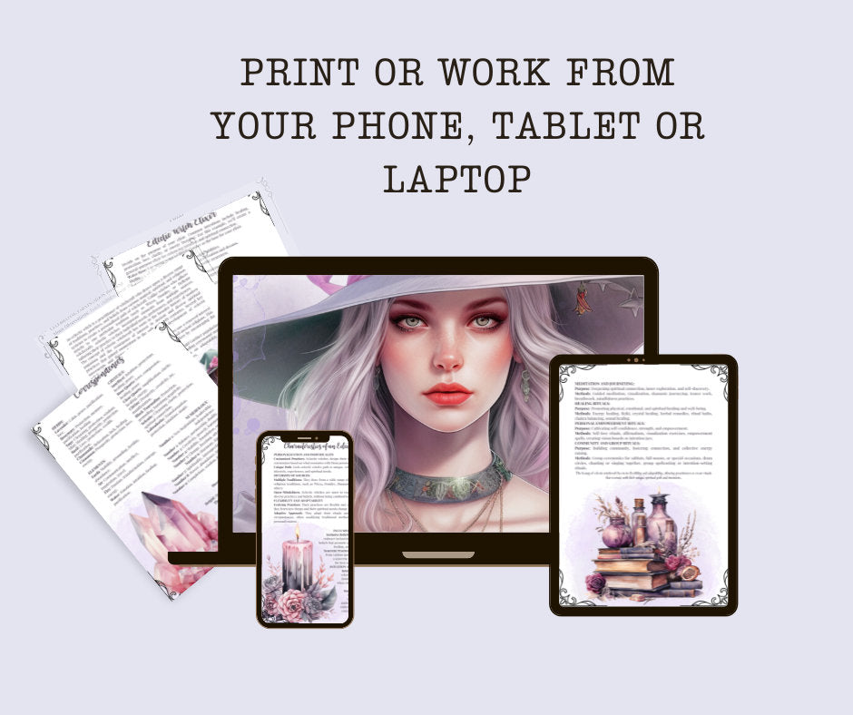 Eclectic Witch. Beautiful pages for your Grimoire or Book Of Shadows. Printable.