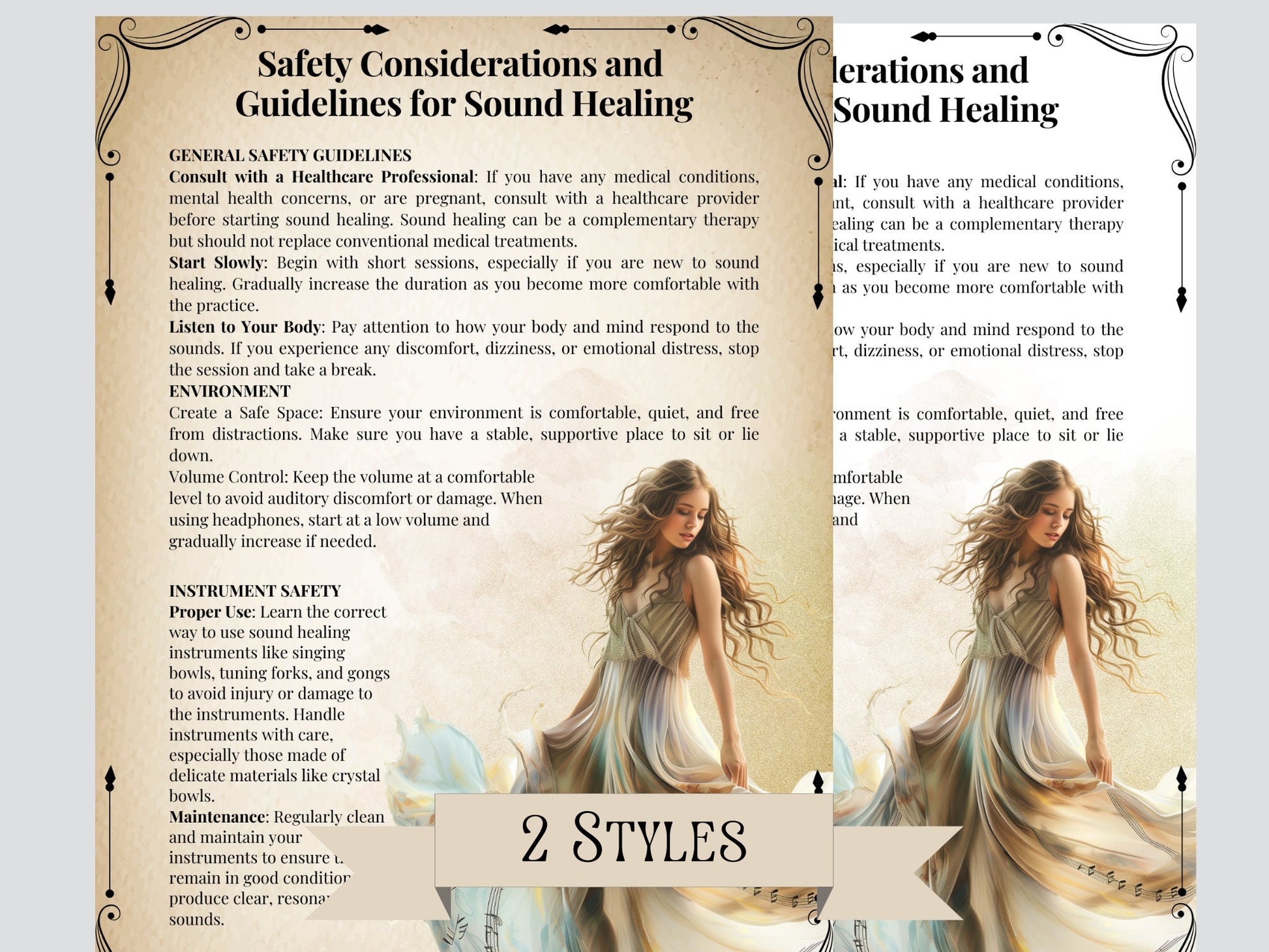 SOUND HEALING. Basic Guide. beautiful pages for your Grimoire or Book Of Shadows. Printable.