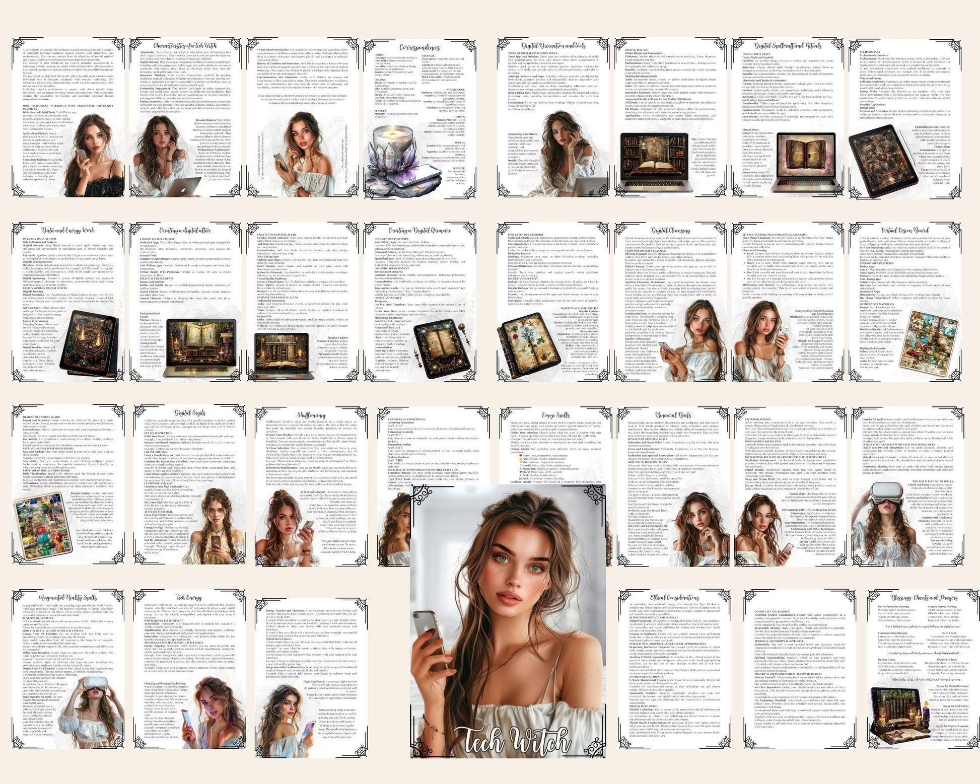 TECH WITCH. Basic Guide. Beautiful pages for your Grimoire or Book Of Shadows. Printable.