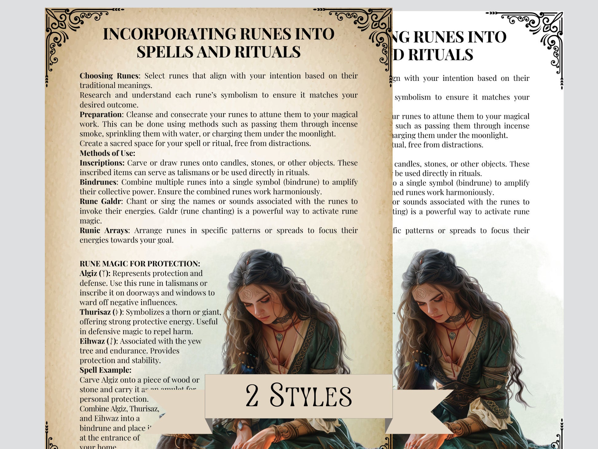 Runes. Basic Guide. beautiful pages for your Grimoire or Book Of Shadows. Printable