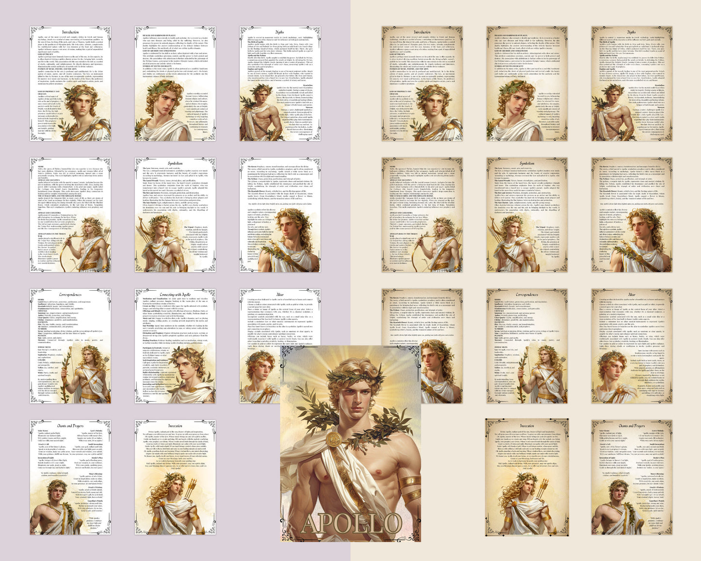 Apollo. Son God Solar God. Beautiful pages for your Grimoire or Book Of Shadows. Printable.