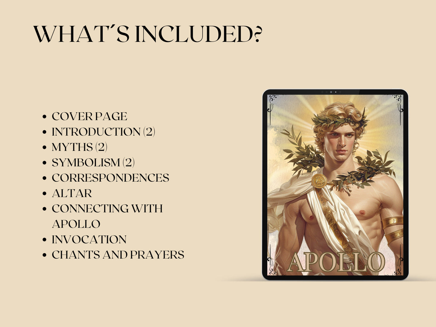 Apollo. Son God Solar God. Beautiful pages for your Grimoire or Book Of Shadows. Printable.
