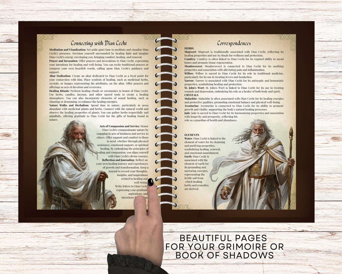 Dian Cecht. Irish God. Healer. Beautiful pages for your Grimoire or Book of Shadows. Printable