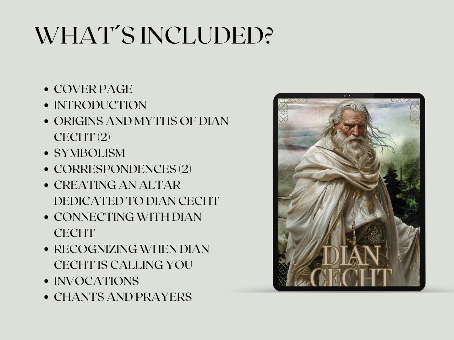 Dian Cecht. Irish God. Healer. Beautiful pages for your Grimoire or Book of Shadows. Printable