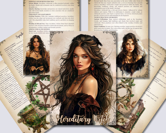 Hereditary Witch. Beautiful pages for your Grimoire or Book Of Shadows. Printable.