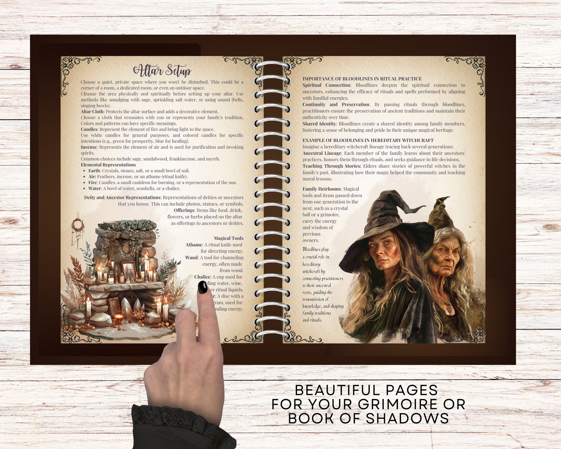 Hereditary Witch. Beautiful pages for your Grimoire or Book Of Shadows. Printable.