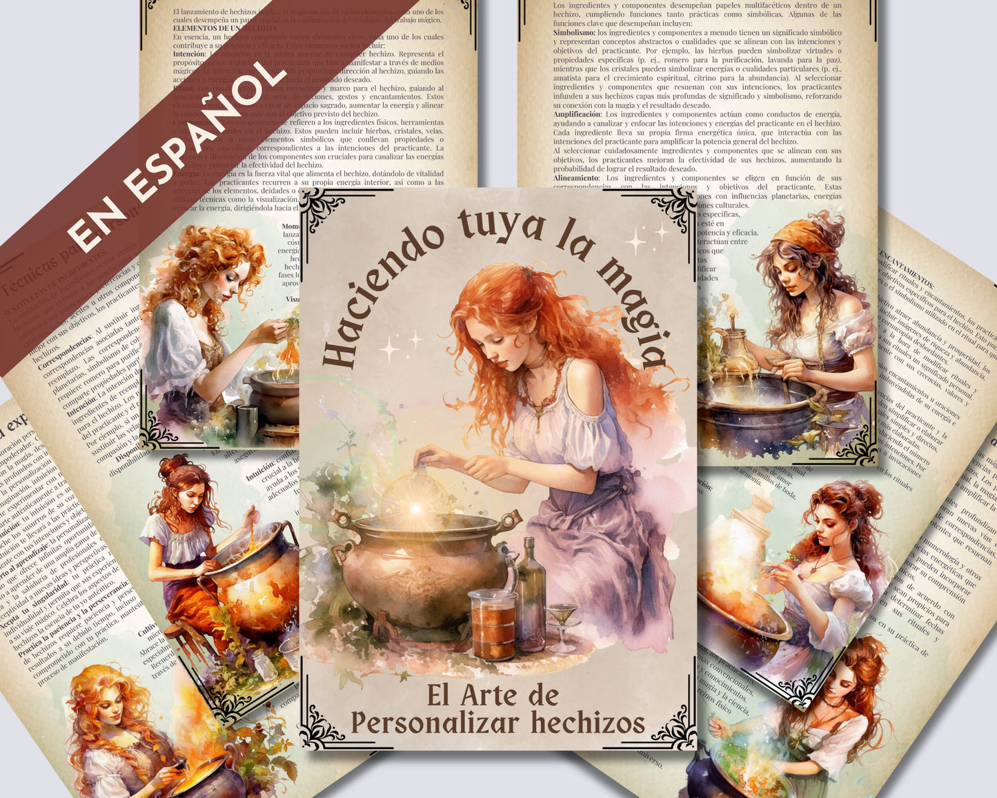 ESPAÑOL. Hacer tuya la magia: el arte de la personalización de hechizos. Lo esencial. Imprimible. Páginas de grimorio. Imprimible