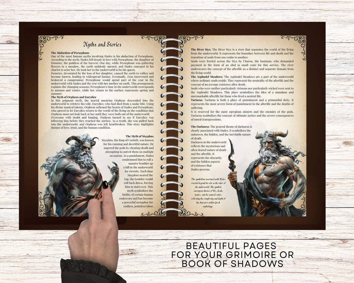 Hades. The god of the underworld. Beautiful pages for your Grimoire or Book Of Shadows. Printable.
