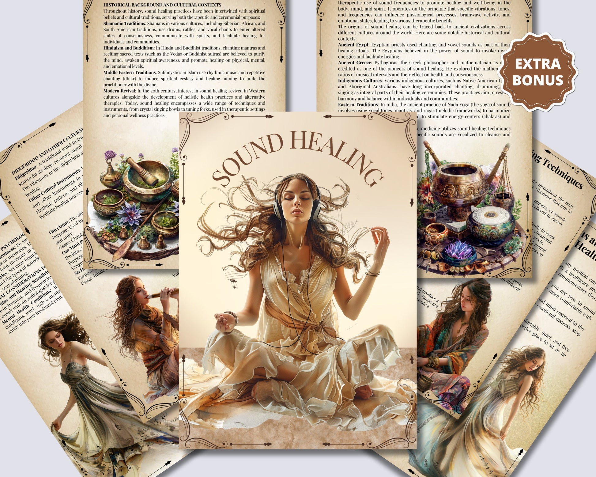 SOUND HEALING. Basic Guide. beautiful pages for your Grimoire or Book Of Shadows. Printable.