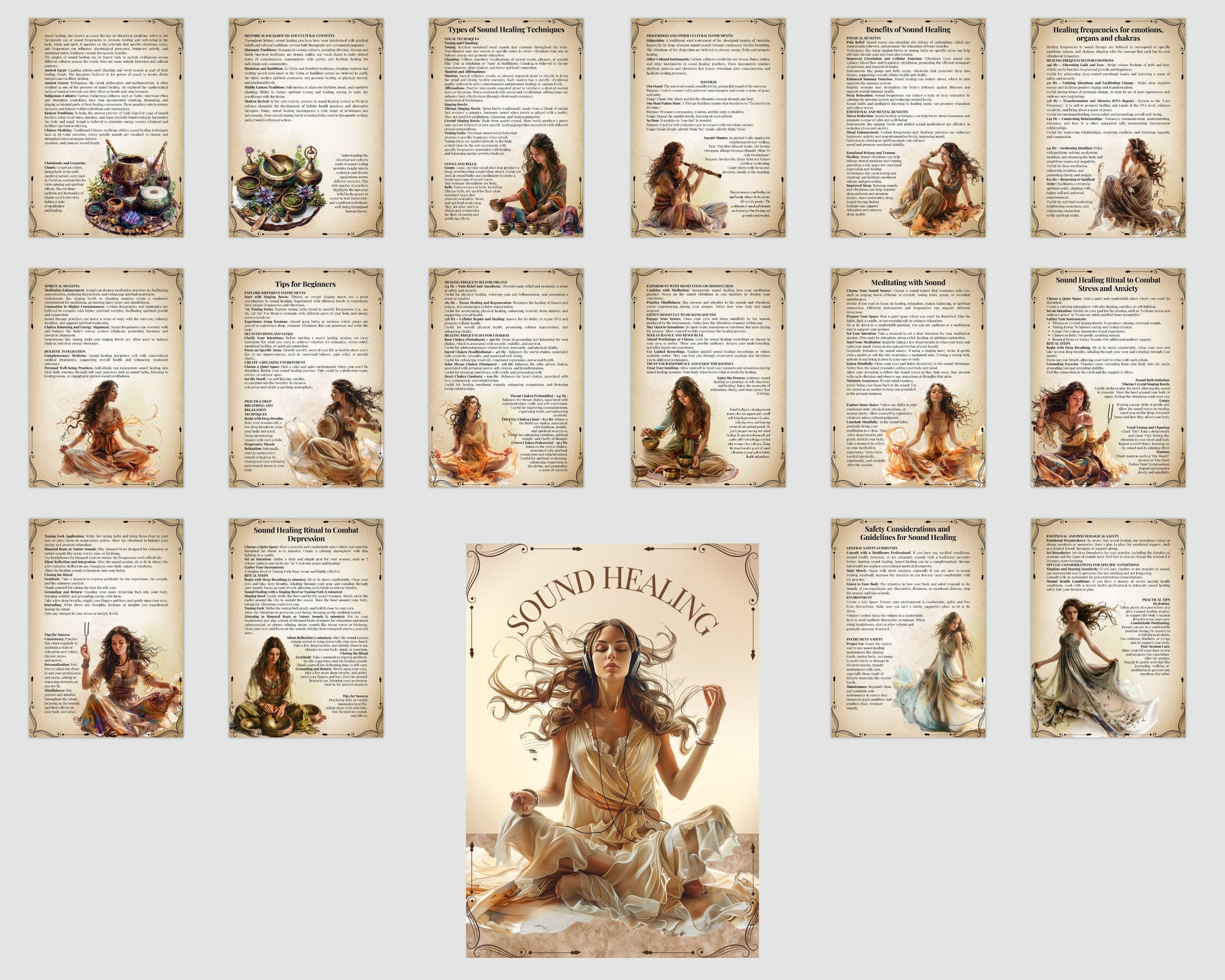 SOUND HEALING. Basic Guide. beautiful pages for your Grimoire or Book Of Shadows. Printable.