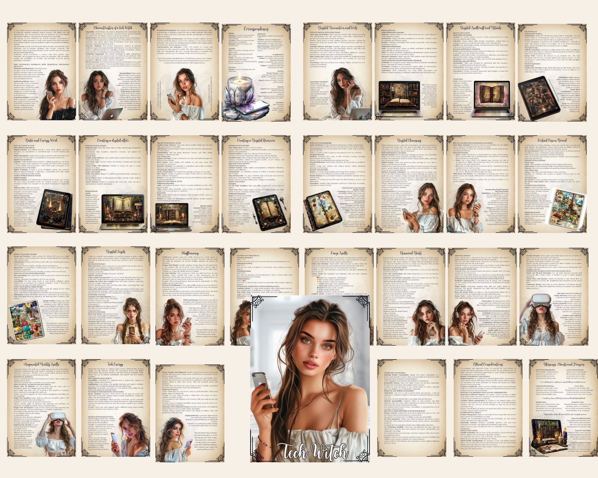 TECH WITCH. Basic Guide. Beautiful pages for your Grimoire or Book Of Shadows. Printable.