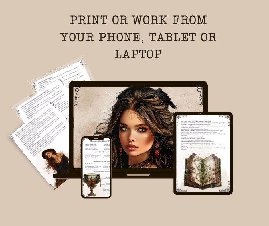 Hereditary Witch. Beautiful pages for your Grimoire or Book Of Shadows. Printable.
