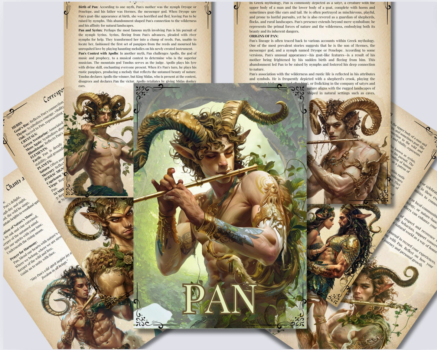 Pan. The God of the Wild. Beautiful pages for your Grimoire or Book Of Shadows. Printable.