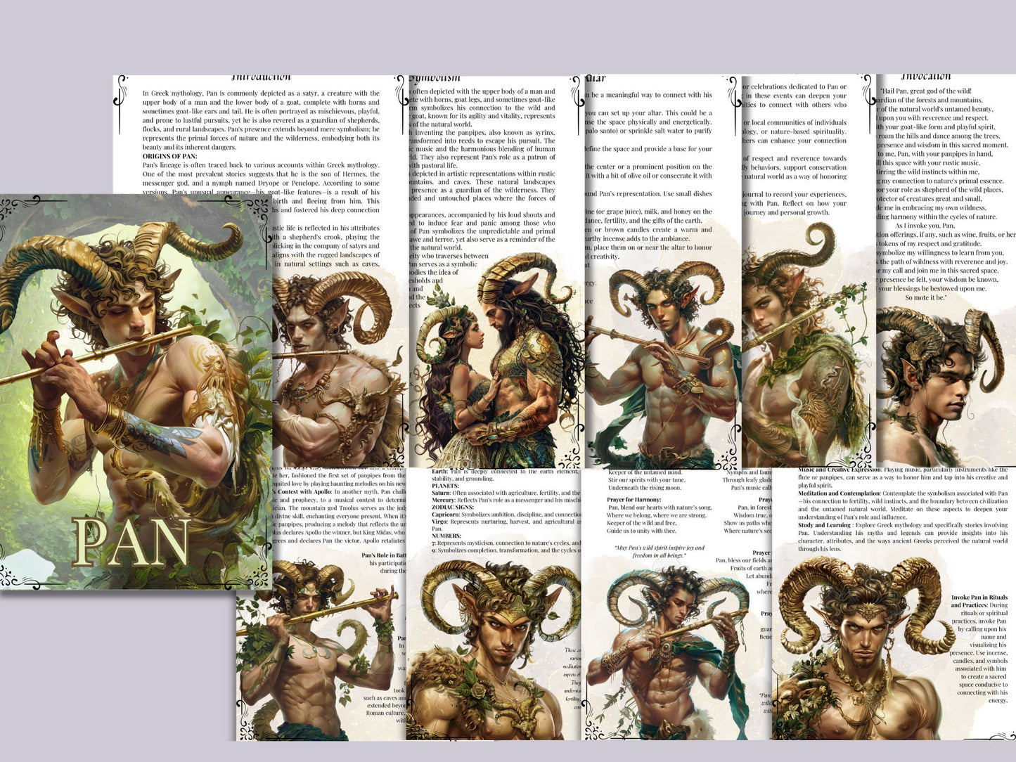 Pan. The God of the Wild. Beautiful pages for your Grimoire or Book Of Shadows. Printable.