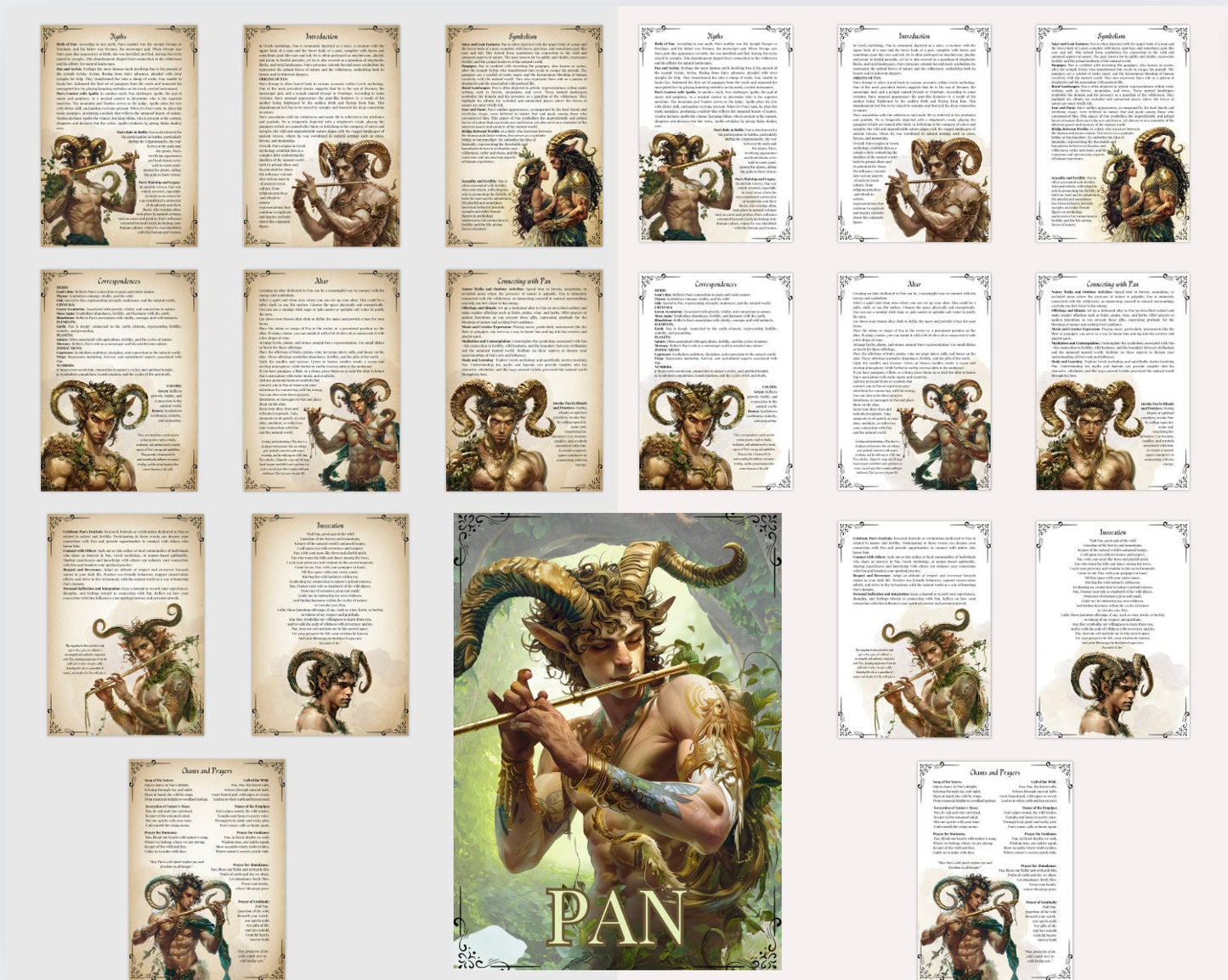 Pan. The God of the Wild. Beautiful pages for your Grimoire or Book Of Shadows. Printable.