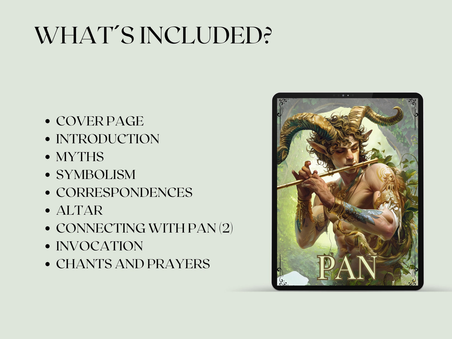 Pan. The God of the Wild. Beautiful pages for your Grimoire or Book Of Shadows. Printable.