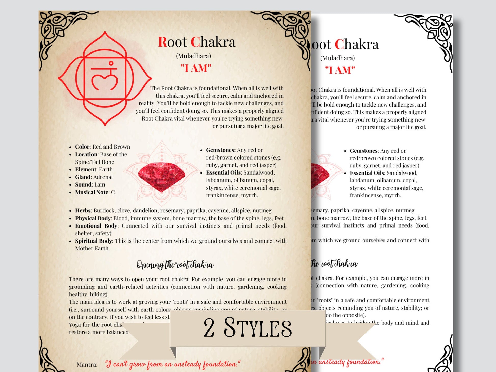 CHAKRAS. BEGINNERS GUIDE. Beautiful pages for your Grimoire or Book Of Shadows. Printable.