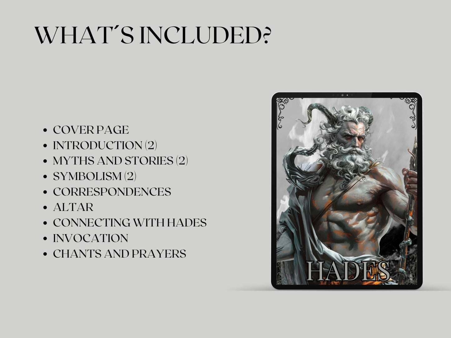 Hades. The god of the underworld. Beautiful pages for your Grimoire or Book Of Shadows. Printable.