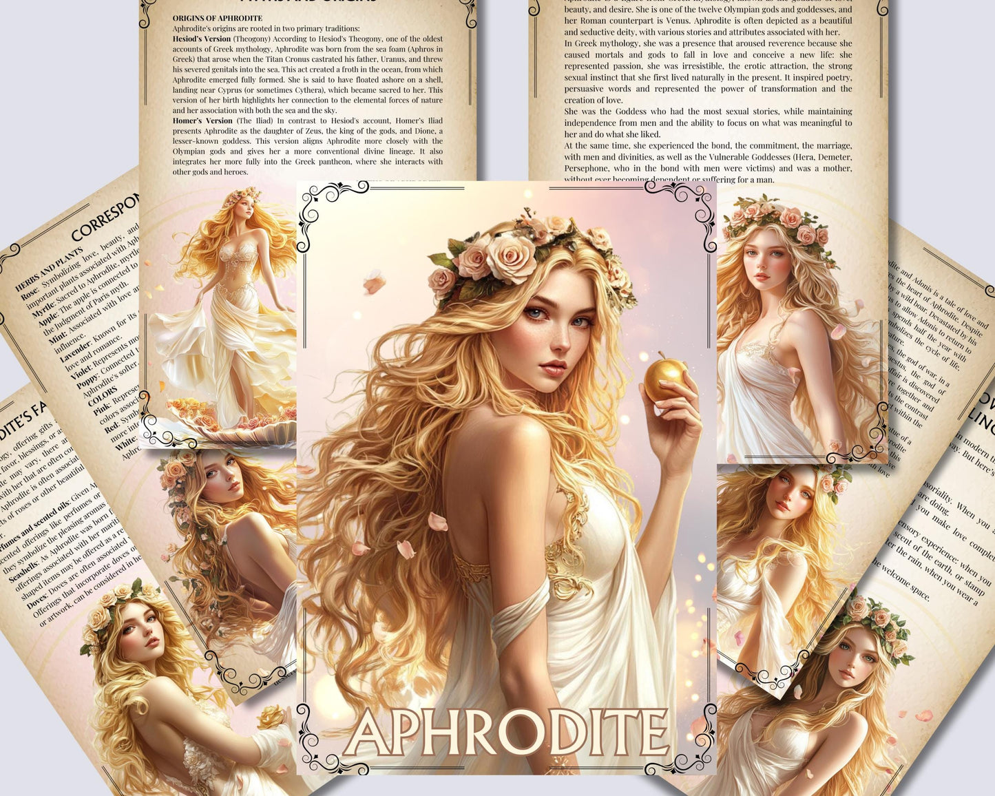 Aphrodite. Beautiful pages for your Book Of Shadows. Instant download