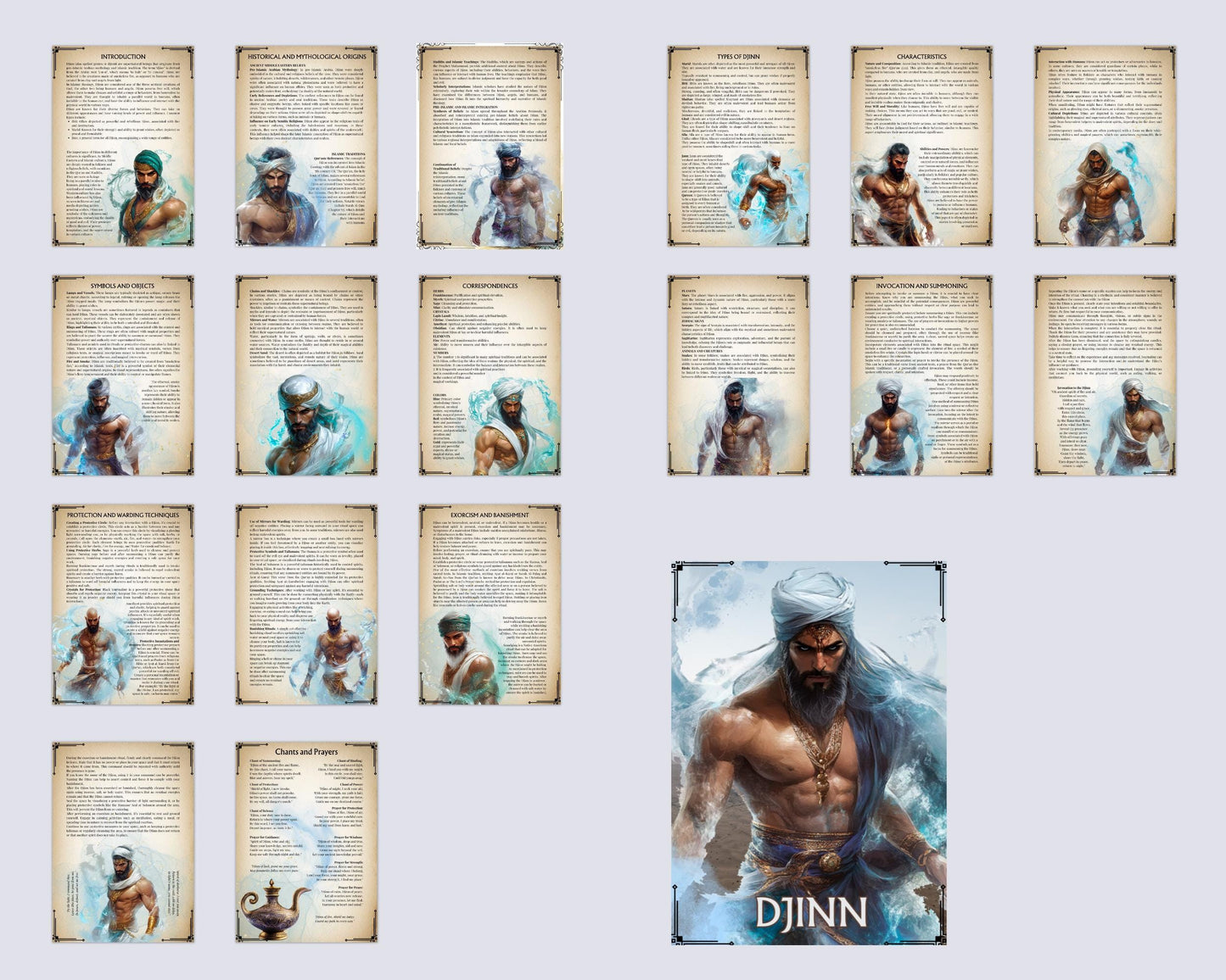 Djinn. Islamic and Middle Eastern Spirits. Beautiful pages for your Grimoire or Book Of Shadows. Printable.