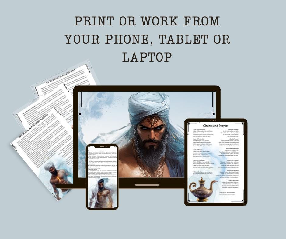 Djinn. Islamic and Middle Eastern Spirits. Beautiful pages for your Grimoire or Book Of Shadows. Printable.