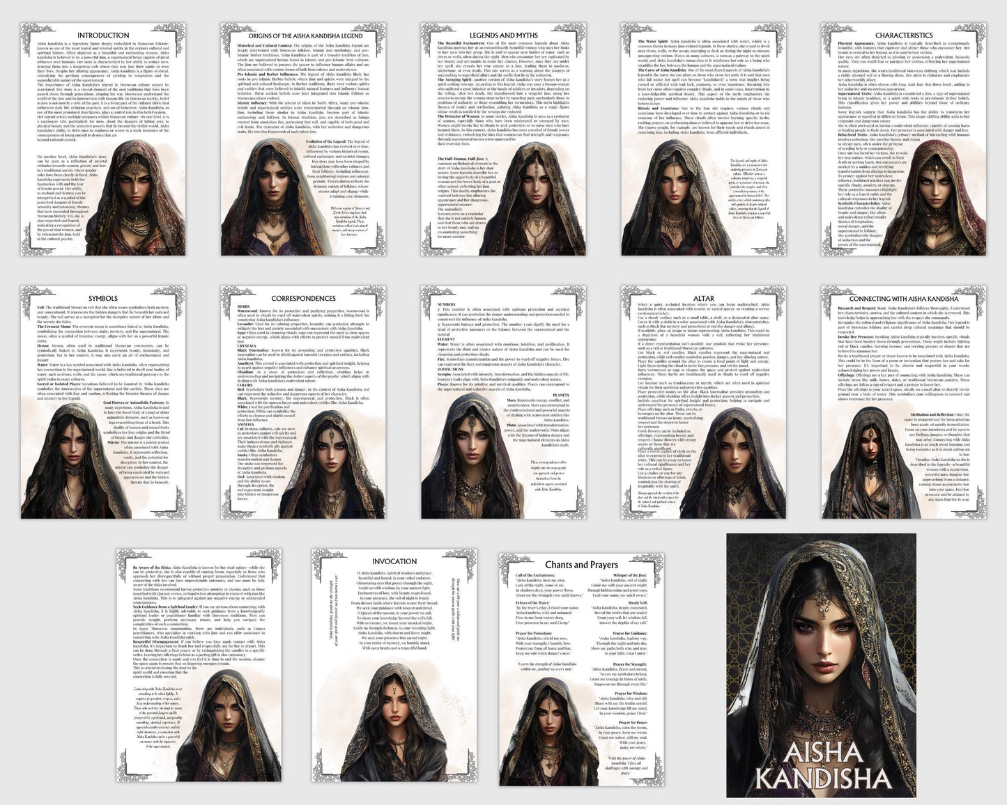 Aisha Kandisha. Moroccan Djinn. Beautiful pages for your Grimoire or Book Of Shadows. Printable.