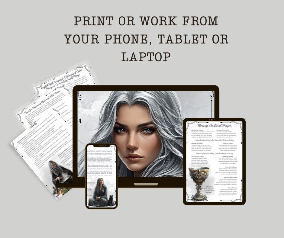 Grey Witch. Beautiful pages for your Grimoire or Book Of Shadows. Printable.
