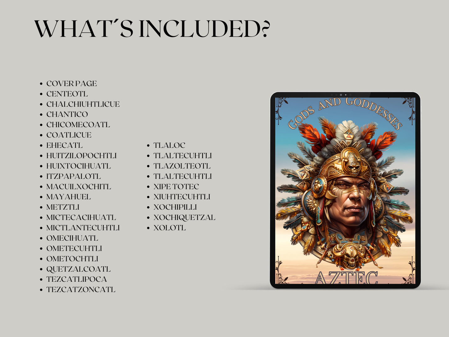 Aztec. Gods and Goddess. Beautiful pages for your Grimoire or Book Of Shadows. Printable.