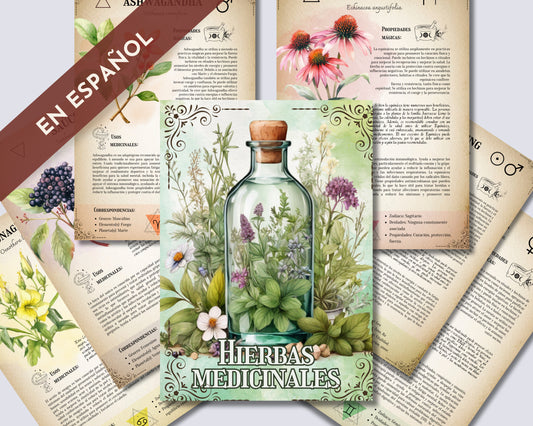 ESPAÑOL. La colección definitiva de hierbas medicinales: Grimorio imprimible, Libro de las sombras imprimible