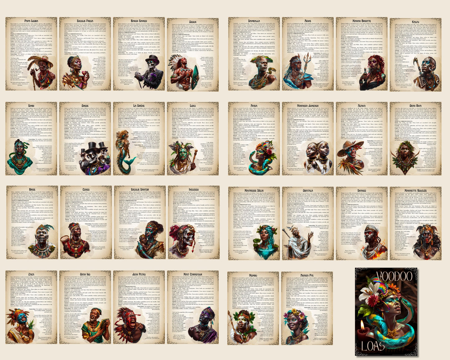 VOODOO LOAS. Basics. Beautiful pages for your Grimoire or Book Of Shadows. Printable.