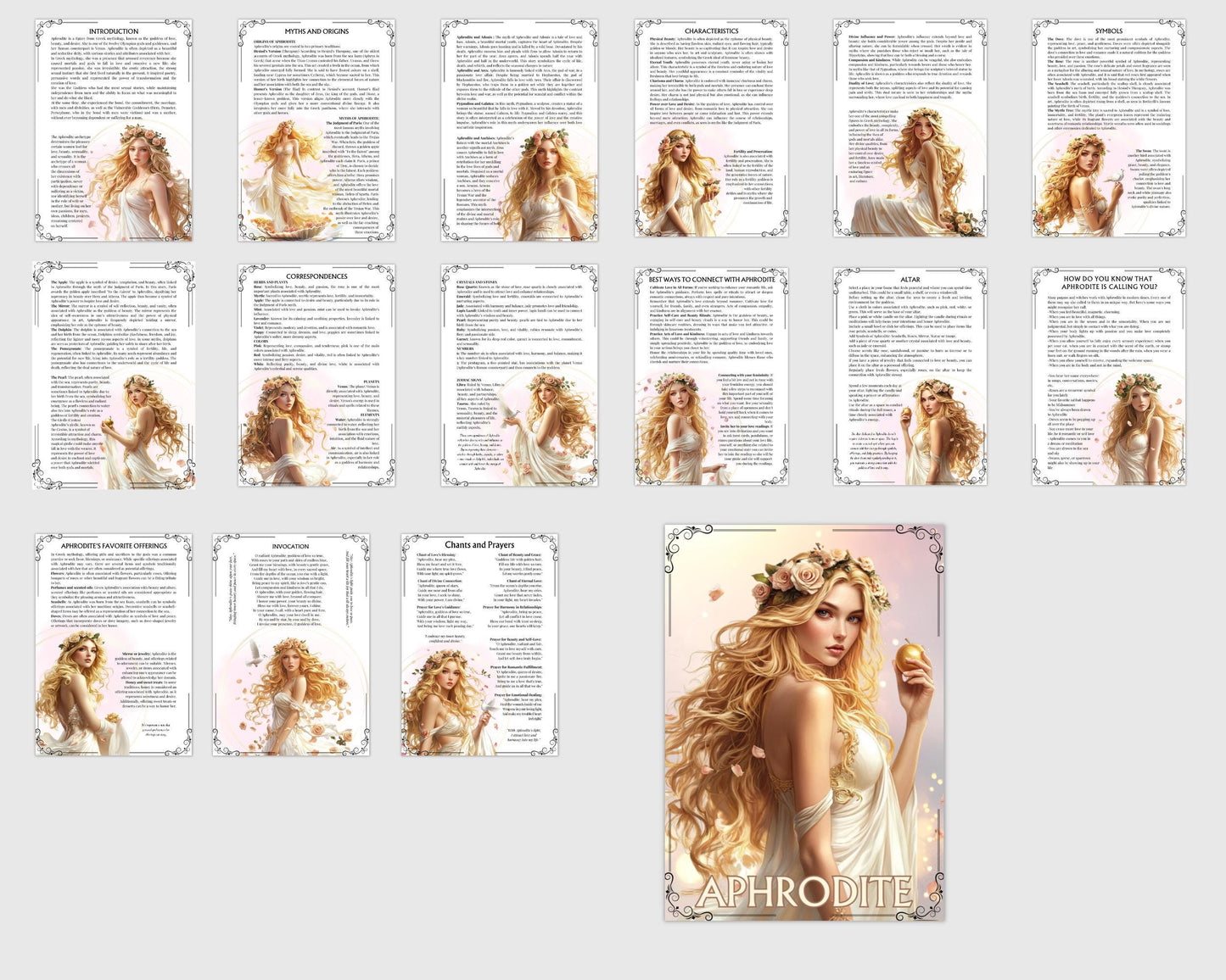 Aphrodite. Beautiful pages for your Book Of Shadows. Instant download