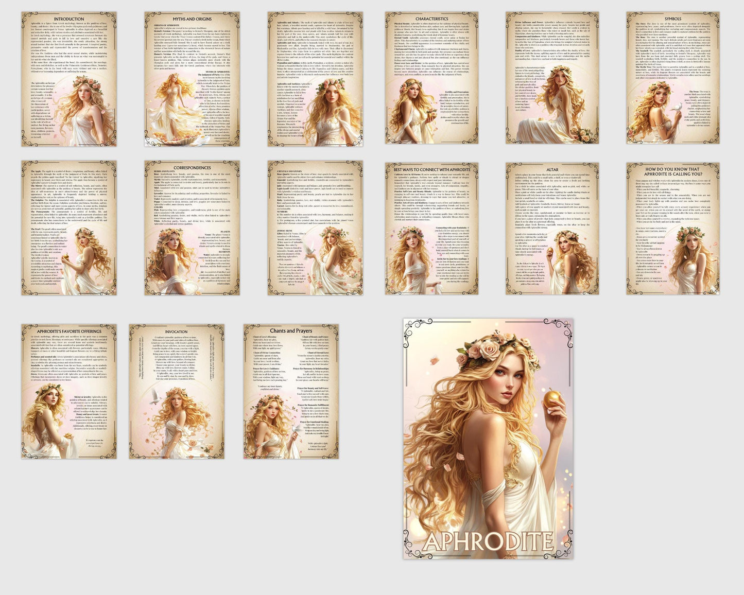 Aphrodite. Beautiful pages for your Book Of Shadows. Instant download