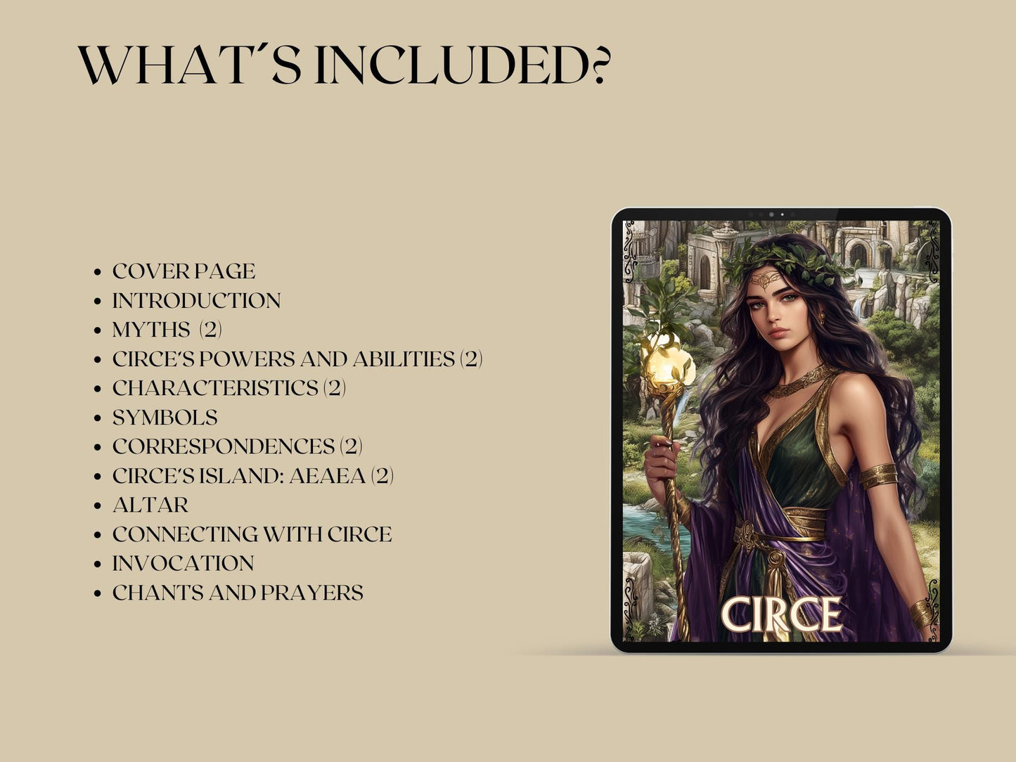 Circe. Greek goddess of sorcery. Beautiful pages for your Grimoire or Book Of Shadows. Printable.