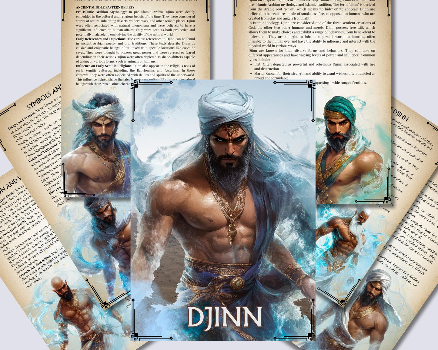 Djinn. Islamic and Middle Eastern Spirits. Beautiful pages for your Grimoire or Book Of Shadows. Printable.