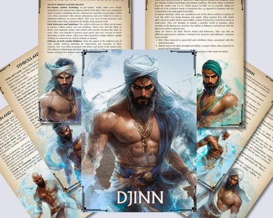 Djinn. Islamic and Middle Eastern Spirits. Beautiful pages for your Grimoire or Book Of Shadows. Printable.