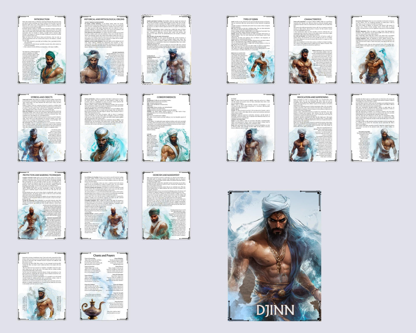 Djinn. Islamic and Middle Eastern Spirits. Beautiful pages for your Grimoire or Book Of Shadows. Printable.