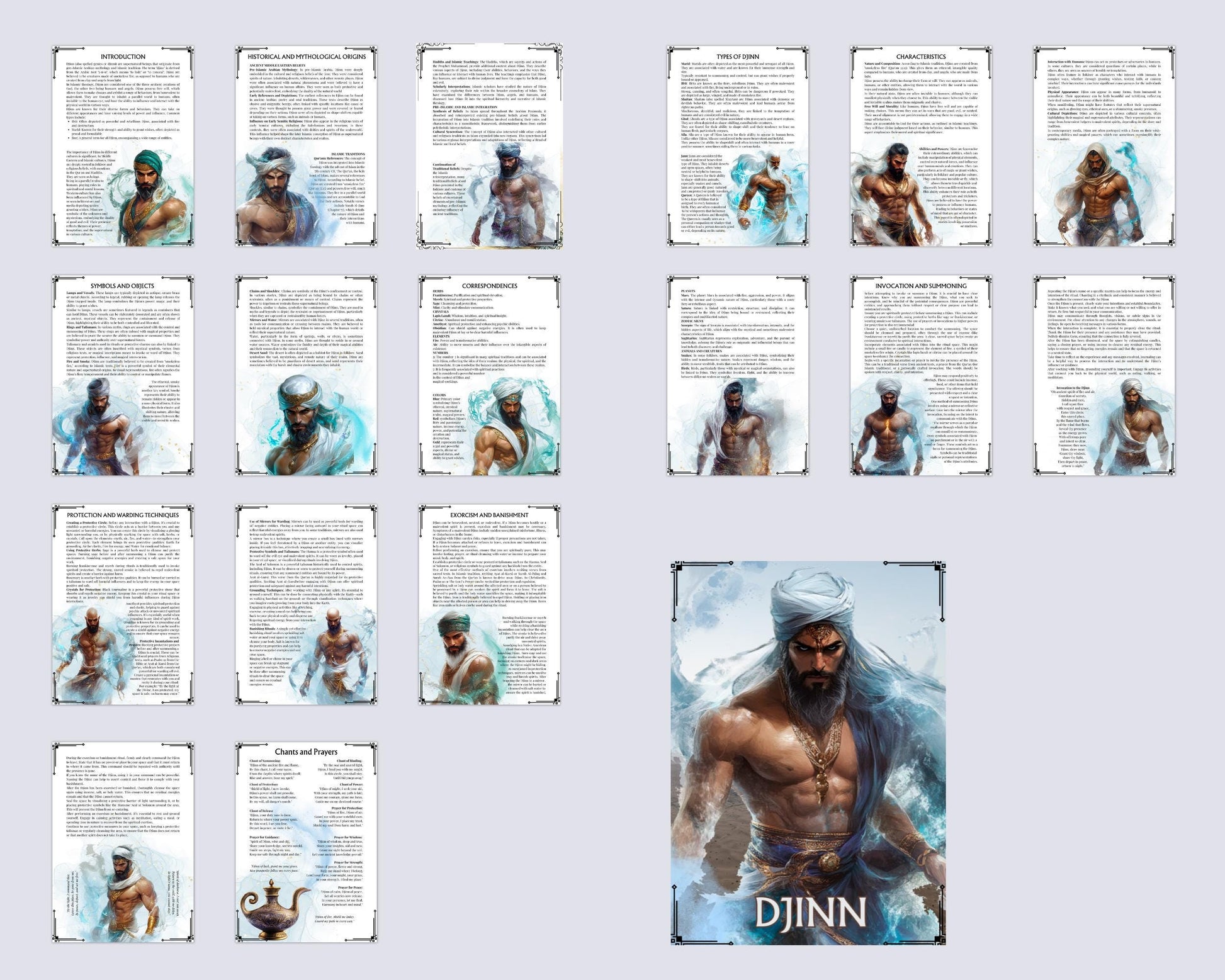 Djinn. Islamic and Middle Eastern Spirits. Beautiful pages for your Grimoire or Book Of Shadows. Printable.