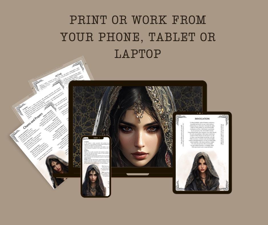 Aisha Kandisha. Moroccan Djinn. Beautiful pages for your Grimoire or Book Of Shadows. Printable.
