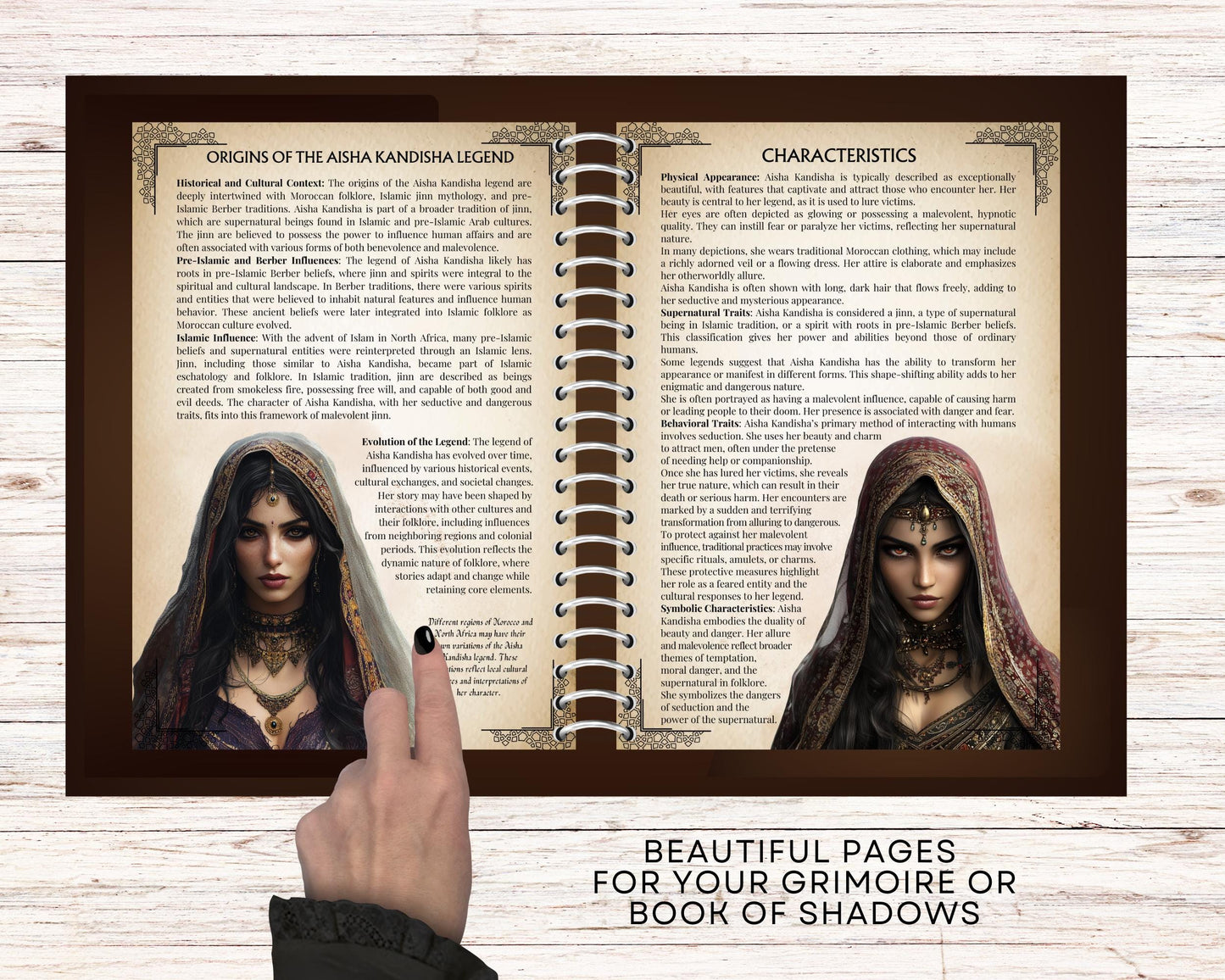 Aisha Kandisha. Moroccan Djinn. Beautiful pages for your Grimoire or Book Of Shadows. Printable.