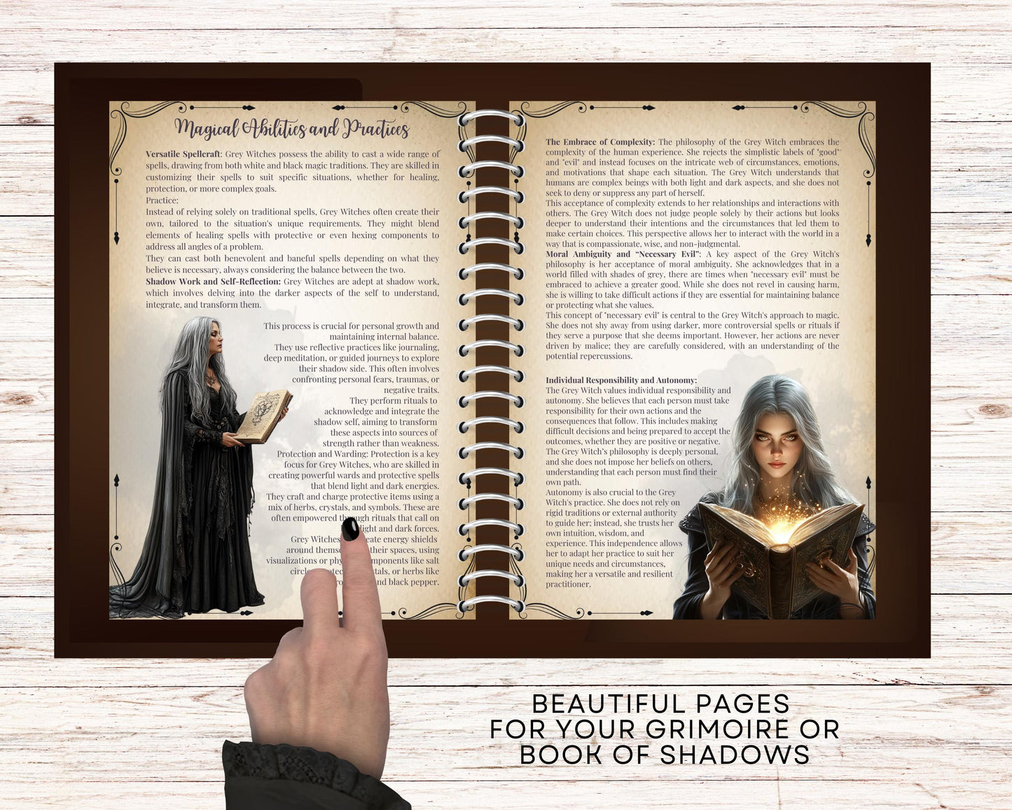 Grey Witch. Beautiful pages for your Grimoire or Book Of Shadows. Printable.