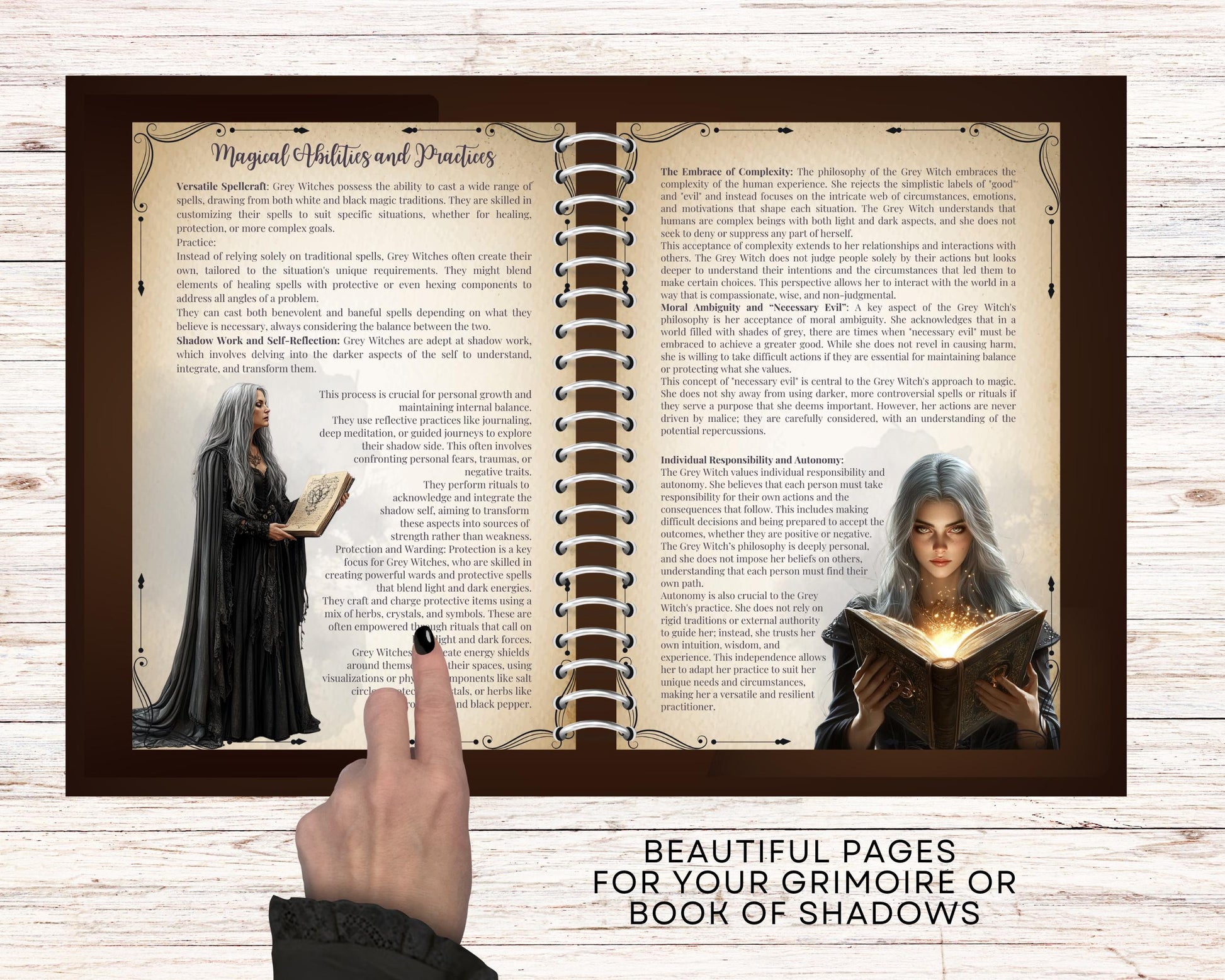 Grey Witch. Beautiful pages for your Grimoire or Book Of Shadows. Printable.
