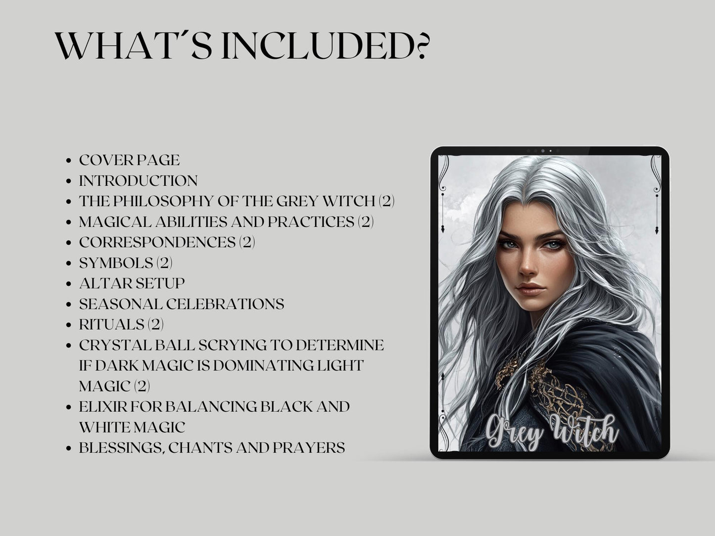 Grey Witch. Beautiful pages for your Grimoire or Book Of Shadows. Printable.