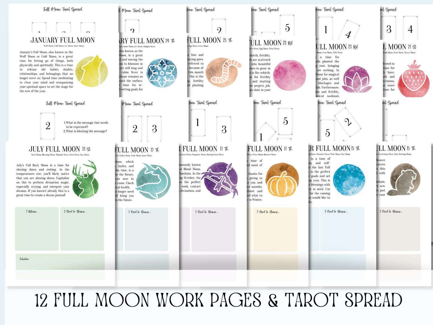 2025 Moon Journal / Moon Planner /Moon Workbook / Full Moon Ritual / Moon Manifestation / Law of Attraction. PRINTABLE.