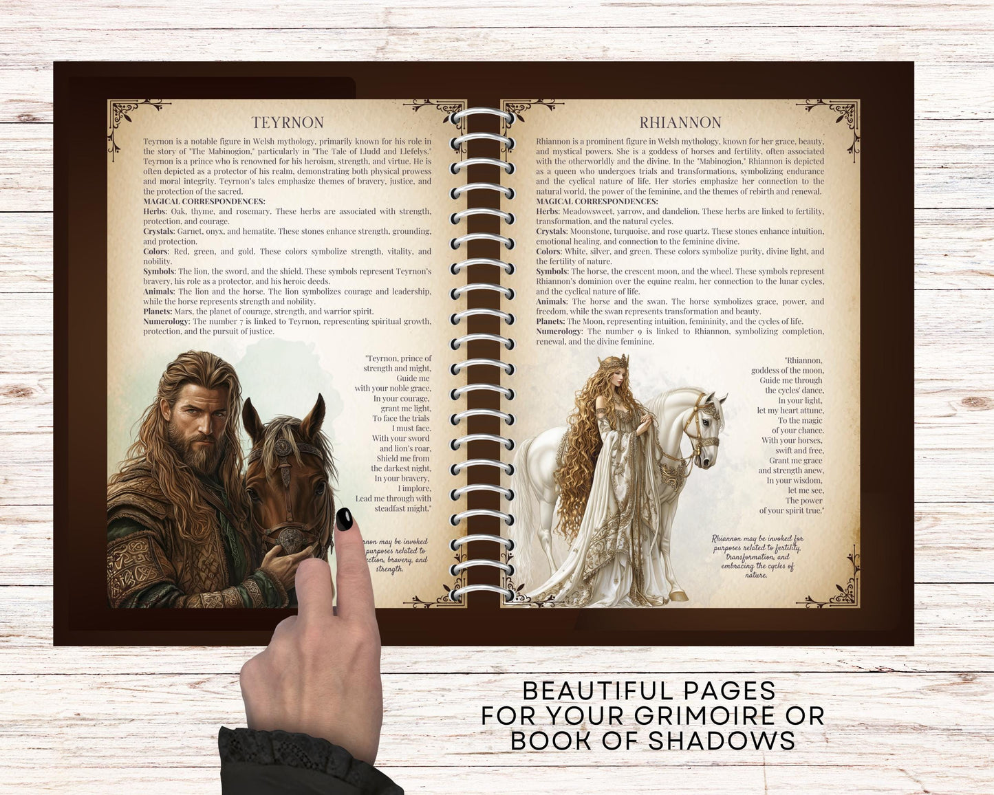 Welsh Gods and Goddesses & legendary figures. Beautiful pages for your Grimoire or Book of Shadows. Printable.