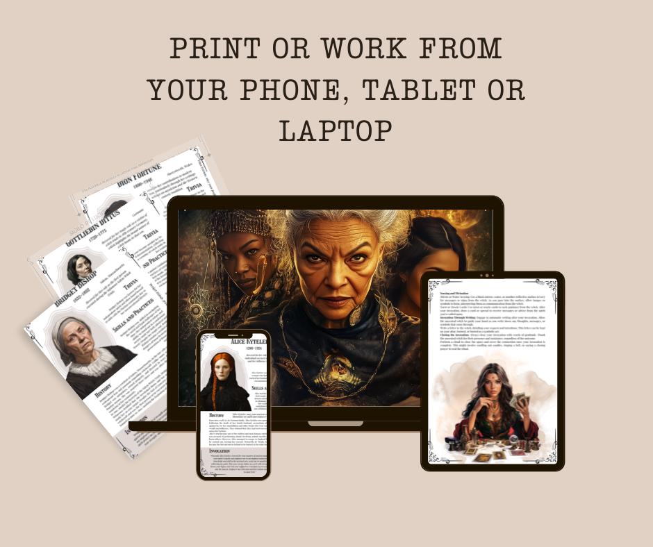 Invoking Ancestral Witches: Channeling the Power of Historical Sorceresses for Your Magical Work. Grimoire Cheat Sheets Pages. Printable.