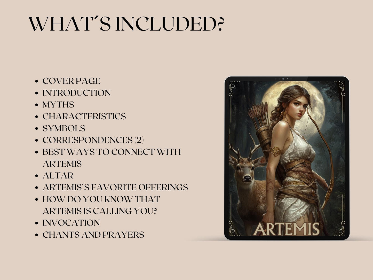 Artemis. Beautiful pages for your Grimoire or Book Of Shadows. Printable.